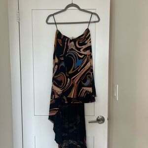 We The Free Black and Orange Strapless Slip Top